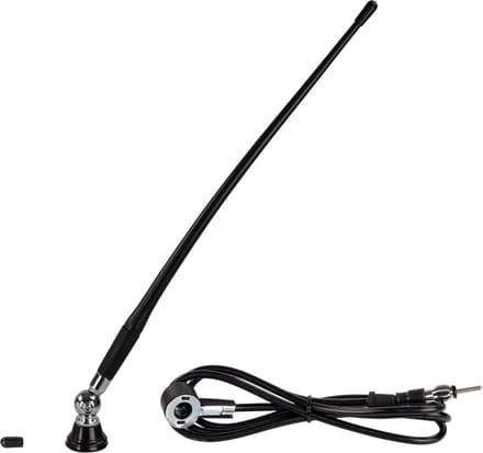 Universele opbouw antenne chroom AM / FM (DAB+ ready), rubber spriet