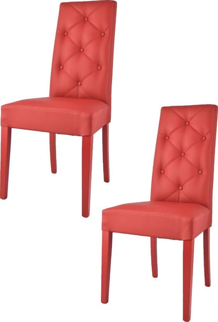 Tommychairs Chantal - Eetkamerstoelen - Set van 2 - Rood - Kunstleer & Hout