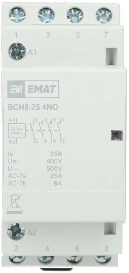 EMAT magneetschakelaar 230V 25A 4 maak en 0 verbreek (85010006)