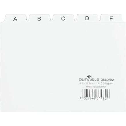 366002 - Alphabetic tab index - PVC - White - Landscape - A6 - 0.3 mm