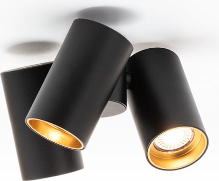 Design zwarte 3-lichts opbouwspot - Gus