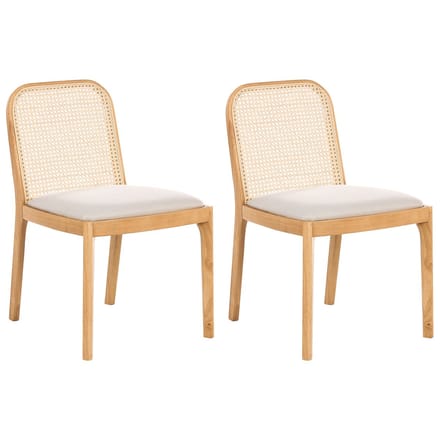 EDINA - Eetkamerstoel set van 2 - Lichtbruin/lichtbeige - Polyester