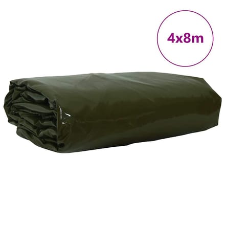vidaXL - Zeil - 650g - / - m² - Olijfgroen - 4 - x - 8 - m - Canvas - met - PVC-coating