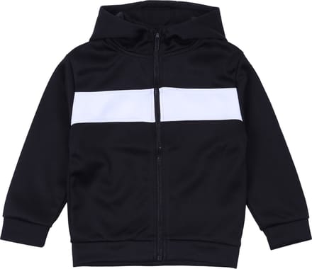 Zwarte jongenssweater met witte streep, capuchon
