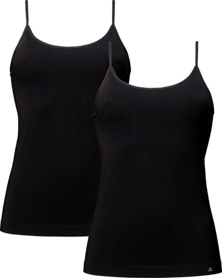 DANISH ENDURANCE Naadloze Hemdjes van Bamboe Viscose - Spaghetti Bandjes - voor Dames - Zwart - 2-pack - Maat XS/S