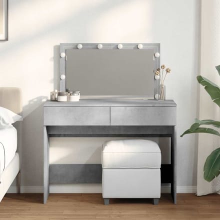 vidaXL - Kaptafel - met - LED-verlichting - 100x40x120 - cm - betongrijs