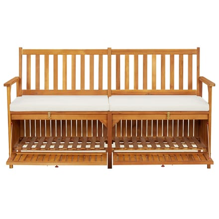 vidaXL - Opbergbankje - met - kussen - 148 - cm - massief - acaciahout