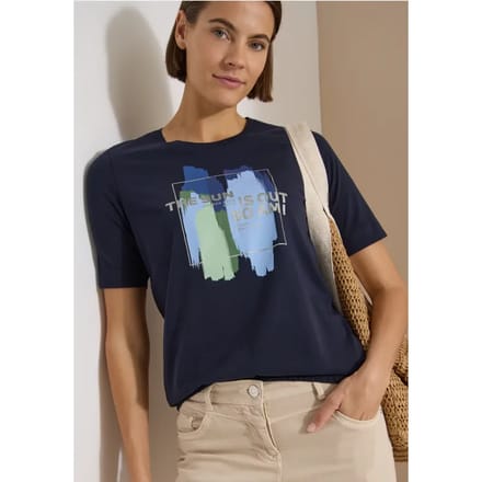 Shirt met ronde hals en opdruk op de voorkant