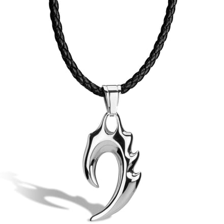 SERASAR Lederen Halsband Man [Flame] - Zilver 60cm - Premium Sieraden