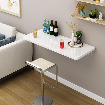 Witte Wandtafel - Inklapbaar Bureau - Ruimtebesparend Werken - Eenvoudig Opvouwbaar - 90x30cm - Wit