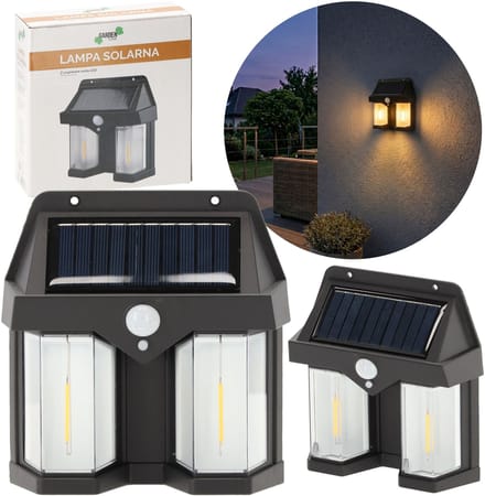 LED-buitenlamp met bewegingssensor, zonne-energiegevellamp, schemersensor