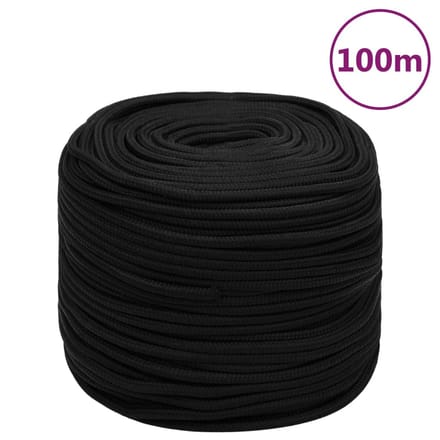 vidaXL - Werktouw - 10 - mm - 100 - m - polyester - zwart