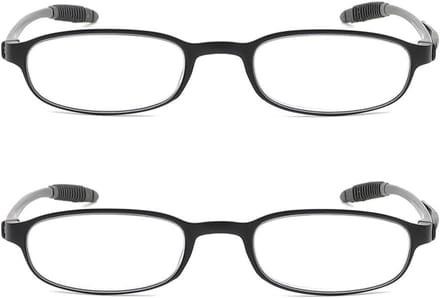 Lichte Flexibele Leesbril met Blauwlichtfilter, Compact en Draagbaar (2 Stuks)
