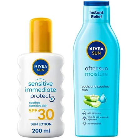 NIVEA Sensitive Soothing Spray SPF30 + Moisturising After Sun Lotion 200 ml + 200 ml