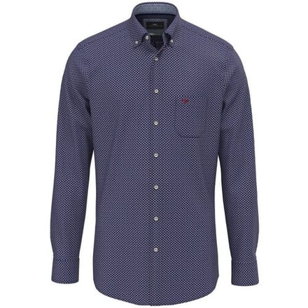 Fynch-Hatton Overhemd Structure Pattern Button-Down Garnet Red-Multi / male