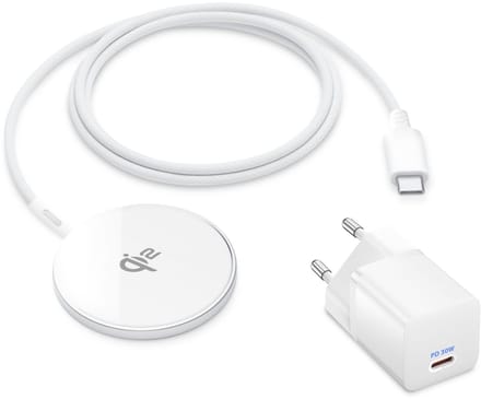 Draadloze oplader geschikt voor MagSafe - Usb C adapter - 1 meter - Snellader - Oplader - Draadloos opladen - Wit