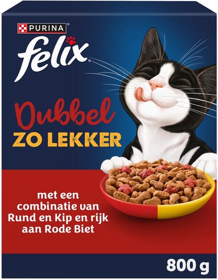 FELIX Dubbel Zo Lekker - Kattenvoer Droogvoer - Kip & Rund - 5 x 800g