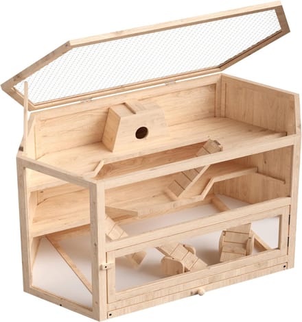Core® Hamsterkooi - Knaagdierkooi - Kooi - Inklapbare Deksel - Natuur - 116cm x 60cm x 59cm