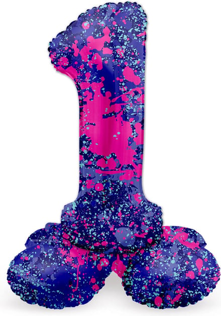 Staande Folieballon Cijfer 1 Paint Splash - 41 cm