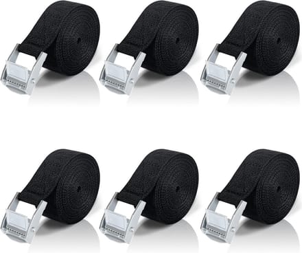 Korte Spanbanden met Ratel - 2m, 6 Stuks voor Fiets, Auto en Camping