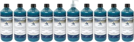 Handzeep Crème Eucalyptus 500 ml - set van 10 stuks - met gratis pomp - Voordeelverpakking