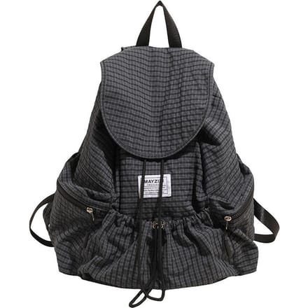 Sac à dos de mode rétro à carreaux pour les déplacements, décontracté, grande capacité, polyvalent, léger, sac d'école one size fits all gray