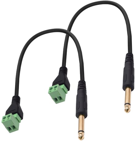 Solderless 6.35mm Mono Plug Adapter voor Microfoon - 2 Stuks, 35cm Kabel, Ideaal voor Vervanging en Reparatie