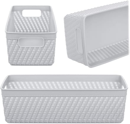 Lioni rechthoekige mand 24,5 x 10 x 7 cm lichtgrijs