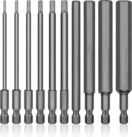 SnelShoppen - 10PCS 100mm Hex Shank Schroevendraaier Bits H1.5-H12 - S2 Staal Magnetische Hex Bits Set voor Boormachine, Inner Hexagon Schroevendraaie