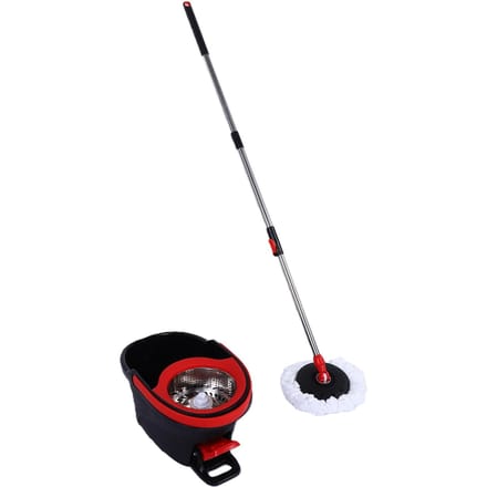 Dweil en Emmer Set Automatische Dehydratatie Pedaal Draai Mop Set 360 Graden Roterend Microvezel 2 Vervangende Pads white