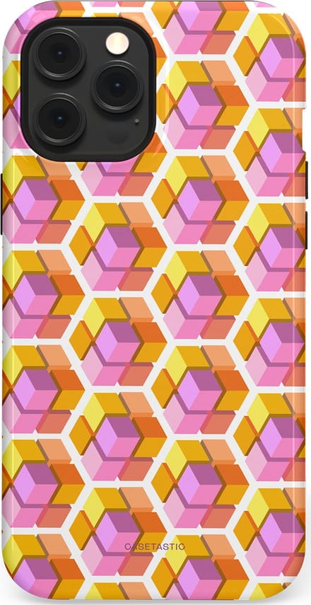 Casetastic Hoesje Geschikt voor Apple iPhone 12 Pro Max Magsafe - Stijlvolle Beschermende Duo-layer Case - Pastel Hex Kunst