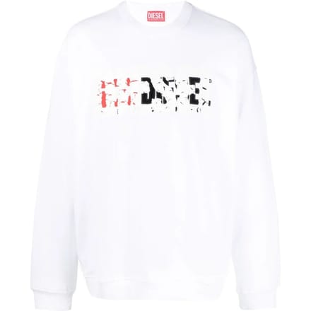 Diesel dubbel vernietigd logo wit sweatshirt