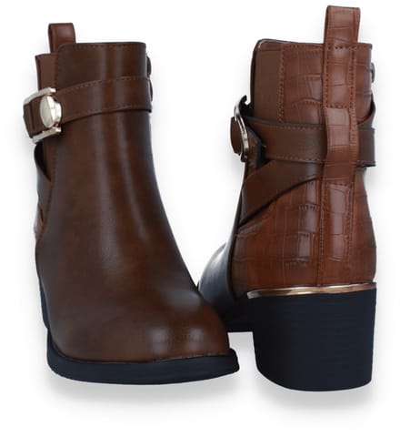 Mode-mania Dames Enkellaars | Cognac | Maat: 41