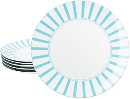 MamboCat Set van 6 SPLIT TURQUoise porseleinen dinerborden 6 personen