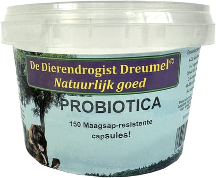 Probiotica Capsules Dierendrogist - Maagsapresistent, 150 Stuks - Ondersteuning Darmgezondheid Honden