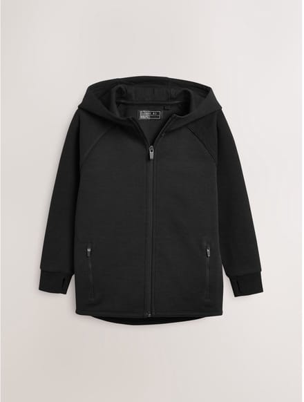 Next - Jongens - Tech Sportswear hoodie met doorlopende rits - Zwart