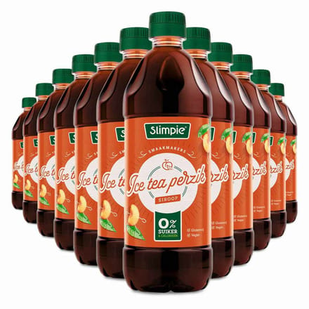 Slimpie Siroop Ice Tea Perzik - 12 x 650 ml - Voordeelverpakking