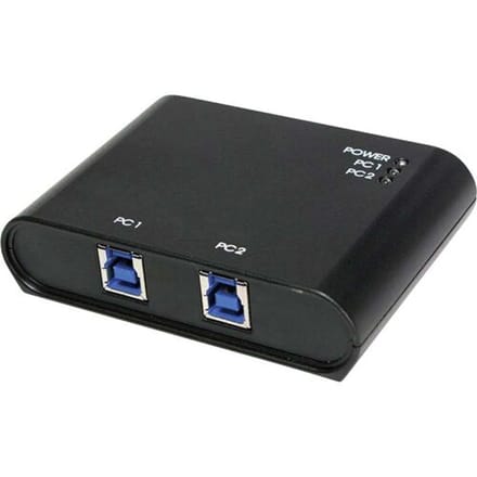 LogiLink 2-Port USB 3.0 sharing Schakelaar USB hub - 2 - USB 3.2 - Zwart