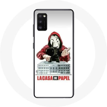 Samsung Galaxy A41 hoesje la casa de papel mask logo witte achtergrond wit