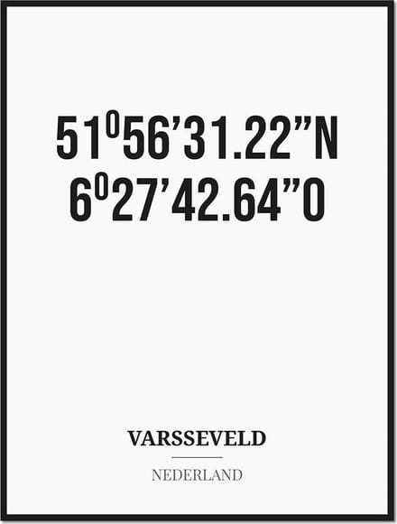 Poster/kaart VARSSEVELD met coördinaten