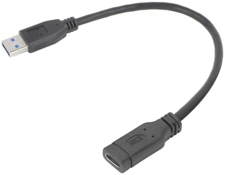 ACT USB Type-A male naar USB Type-C female adapterkabel 0,2m AC7460