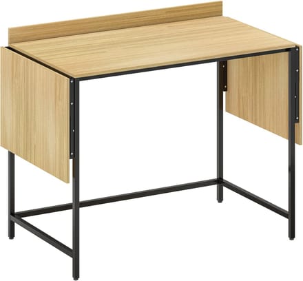 Inklapbaar Bureau – Computerbureau - Uitschuifbaar Bureau met Opbergruimte – Thuiswerk Bureau – Opklapbaar Bureau – Eiken + Zwart