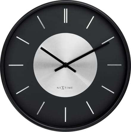 NeXtime Retro II – Wandklok – 25 cm – Metaal – Zwart/Zilver – Stil