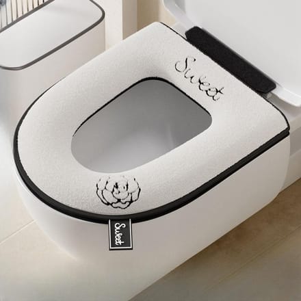 Coussin de siège de toilette imperméable avec fermeture éclair - Ajustement, Confort toutes saisons Housse en polyester, Housse de siège de toilette, Ménage universel, Coussin de siège de toilette blanc