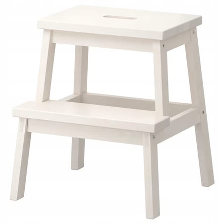 Houten Keukenkruk met Trede - Wit