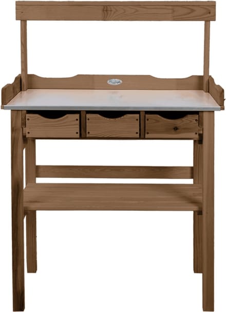 Esschert - Design - Oppottafel - met - lade - en - rek - bruin