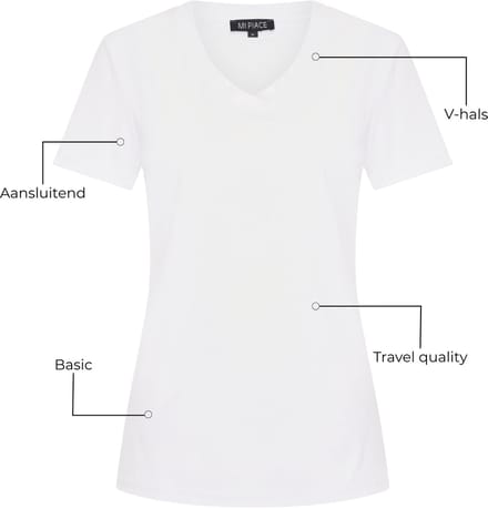 Mi Piace Travel T-shirt Dames - Wit - Maat S/36 - 202080