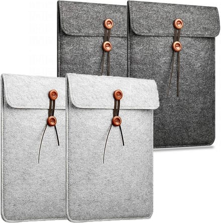 Set van 4 Vilt Documentfolders A4 - Draagbare Opbergmap voor Documenten, Toepassingsmap, A4 Verzamelfolder voor Kantoor, School en Reizen, Notebook Tas (Grijs)