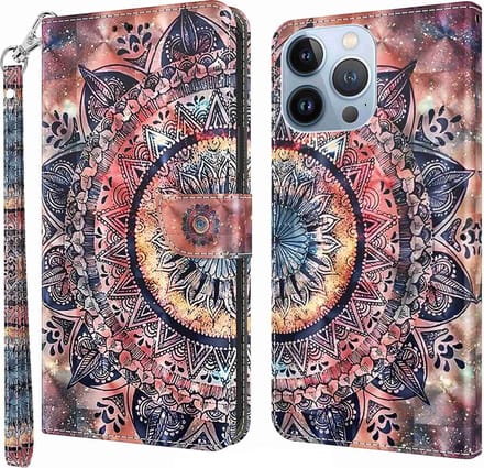 Cityhoesje-iPhone13 Pro Max – Bookcase – Print – Colorful Mandala