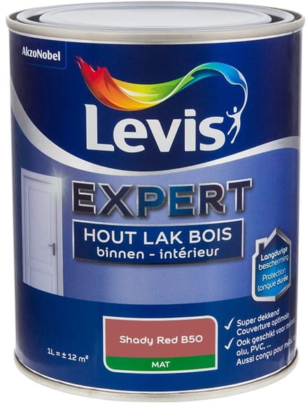 Levis - Expert Hout Lak Binnen Mat Mix - Shady Red B50 - Mengverf - 1 L